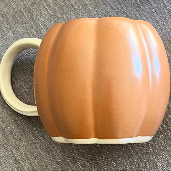 West Elm Orange and Cream Pumpkin Mugs Set - Picture 2 of 9